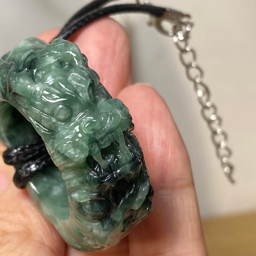 RS7-189 一点物 手彫り 青龙護主 平安御守 ネックレス 29.0号 リング  