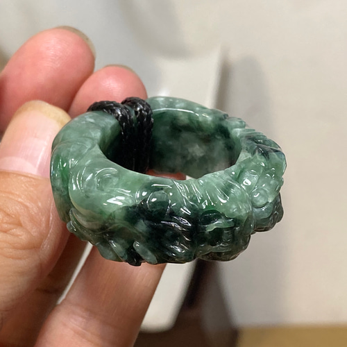 RS7-189 一点物 手彫り 青龙護主 平安御守 ネックレス 29.0号 リング  