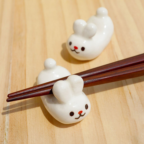 陶器]白うさぎの箸置き[うさぎ お月見] 箸・箸置き chopiandchoco 通販