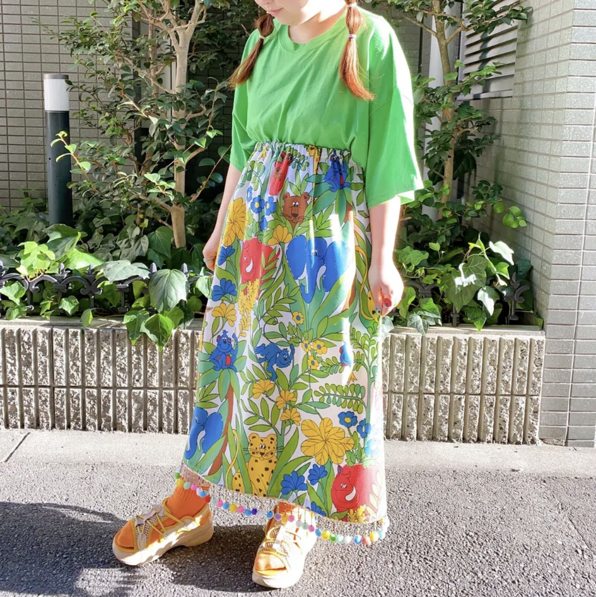 古着　ヴィンテージ　vintage スカート　パッチワーク　ファブリック　リメイク　リメイクスカート　カラフル　派手