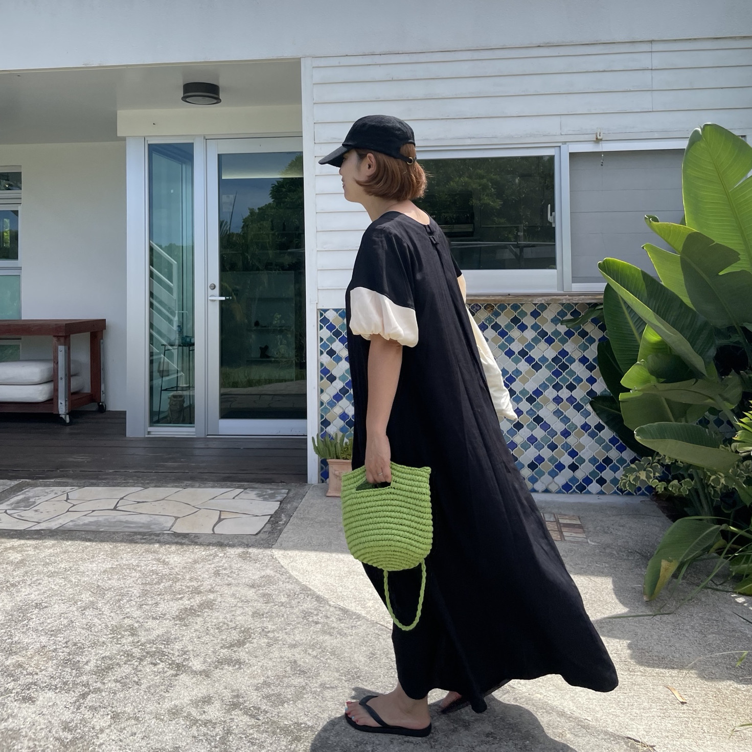 ハンドメイドおしゃれ大人可愛い エプロン割烹着ワッシャーコットン