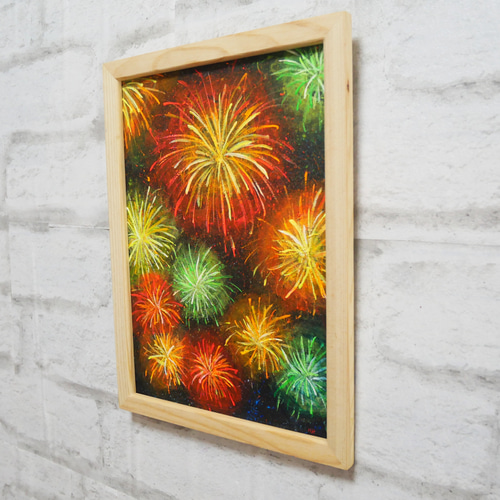 油絵 油彩 油彩画 絵画 絵【花火】 絵画 HR 通販 18118550