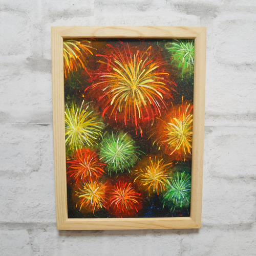油絵 油彩 油彩画 絵画 絵【花火】 絵画 HR 通販 18118550