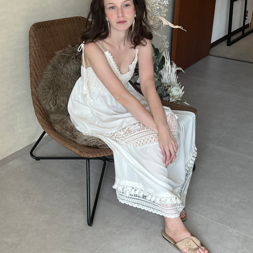 新送0】クロシェ編みのレースたっぷりBohoワンピース【Bohoワンピ