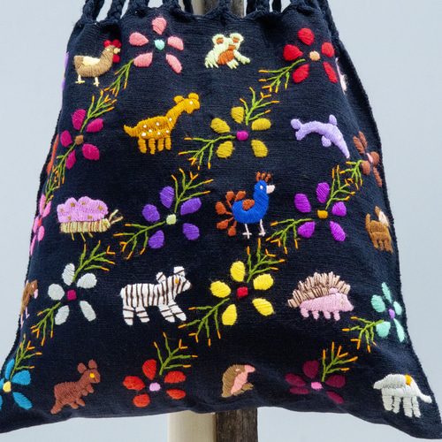 手縫いメキシカンハンモックバッグ 刺繍トートバッグ 手刺繍ショルダー