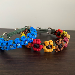 パラコードフラワー首輪大型犬用＆小型犬用2種セット リード・首輪