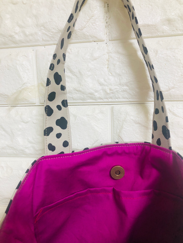 ❤️大人気ダルメシアン柄グレージュトートバッグ❤️ 3枚目の画像