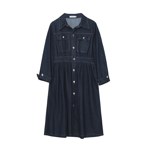秋冬新作 XL~5XL 大きいサイズ ロングPOLOカラーデニム
