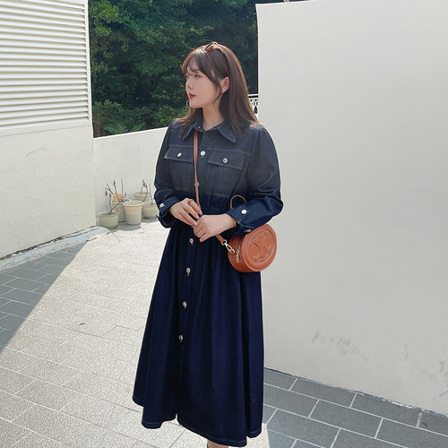 ロングワンピース デニム  ネイビー ワイドカラー S/XL 楽天市場】＜23:59迄52％クーポンで4166円!2点~＞即納