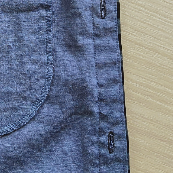 市松模様 メンズシャツ リネンシャツ 綿麻ライトキャンバス  体型カバー