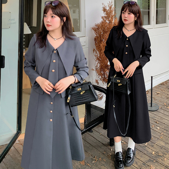 大きいサイズ ロング　ワンピース　XXL レディース 秋冬 新品 長袖　ネイビー 大きいサイズ ロングワンピースXXL レディース 秋冬 新品 長袖