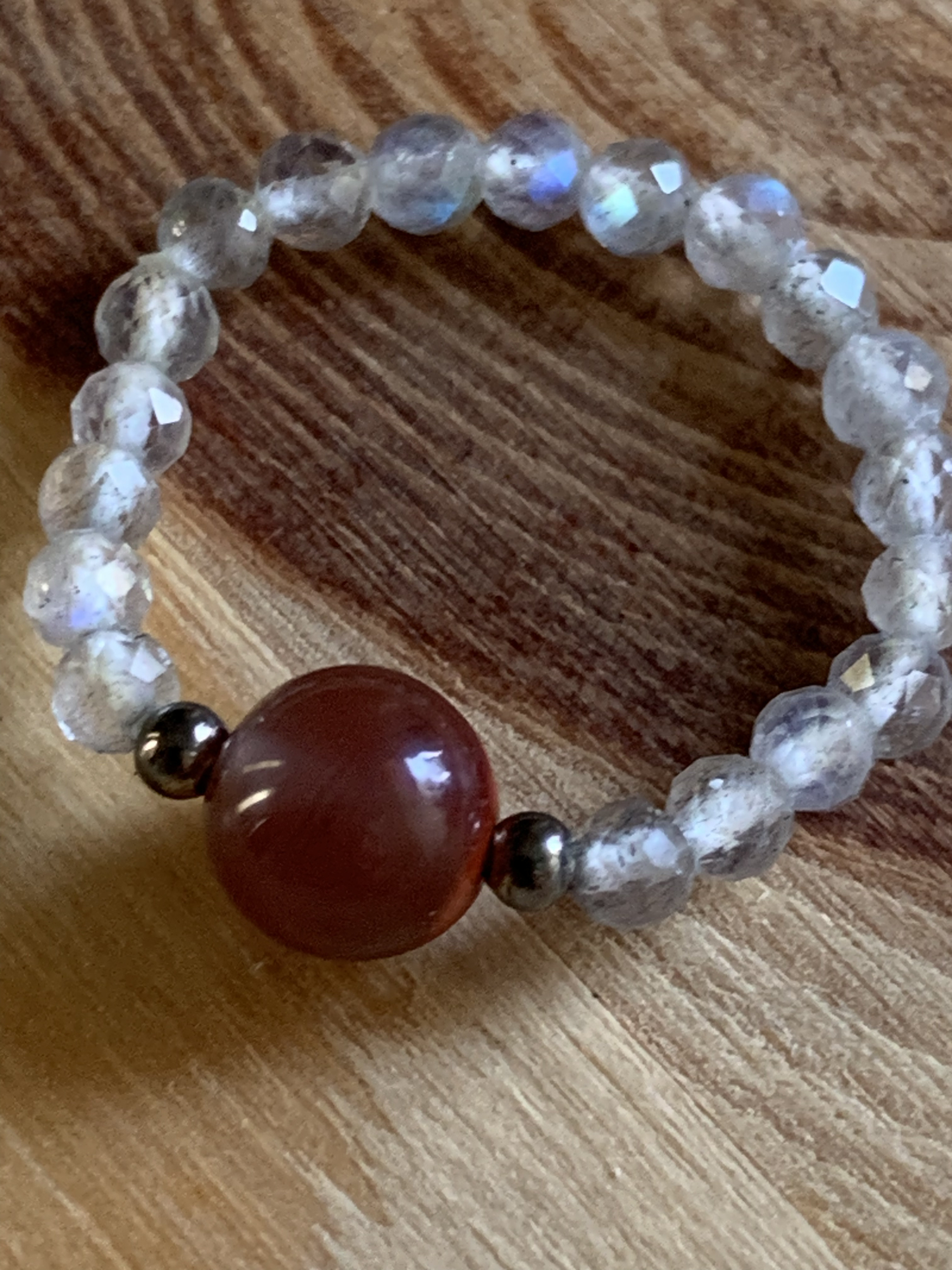 高品質ラブラドライトと南紅瑪瑙の指輪 護符リング