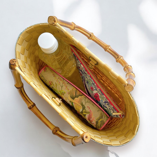 【美品✨】SAVE MY BAG バンブートートバッグ　カゴ柄　カゴバッグ 美品✨】SAVE MY BAG バンブートートバッグ カゴ柄 カゴバッグ