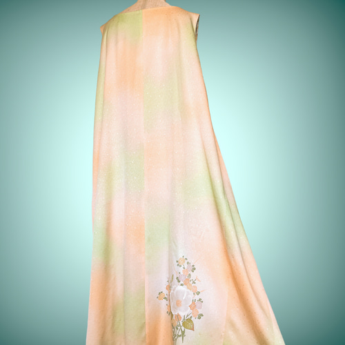 絹着物リメイクテントワンピース　MーL ノースリーブ 絹着物リメイクテントワンピース MーL ノースリーブ