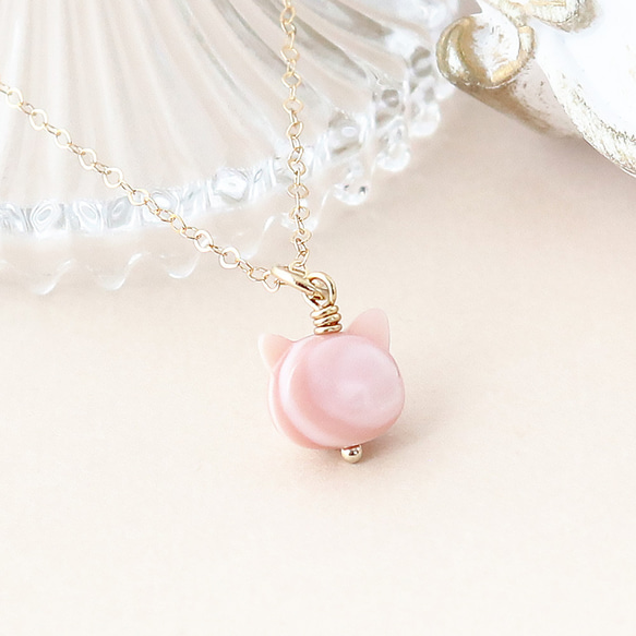 クィーンコンクシェル 猫モチーフ 約10x9mm / 14KGF ゴールド  