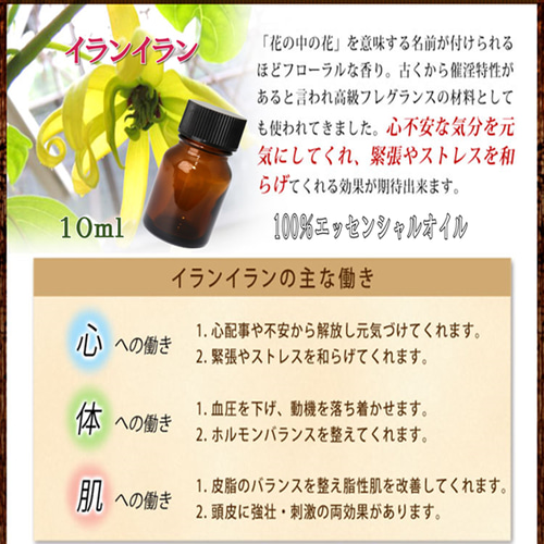 セール】高品質精油・100％ピュアエッセンシャルオイル「イランイラン 