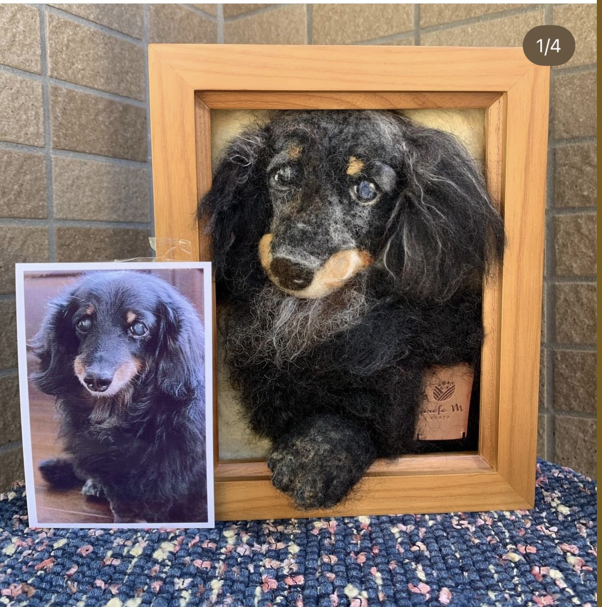 【受注制作】おててにぎにぎ・うちのこそっくり羊毛フェルトアートフレーム(S)