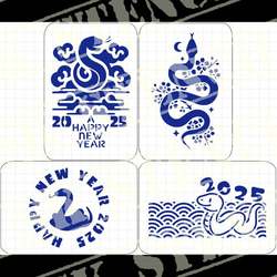 ステンシルシート 【SN-3】 年賀状 蛇 ヘビ 巳年 2025年 干支 その他