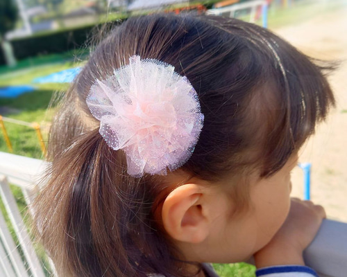 【T-328】ゆめかわヘアゴム　チュールヘアゴム　キッズヘアアクセサリー 楽天市場】うさ耳 パーツ キラキラチュール キッズ ヘアゴム (2