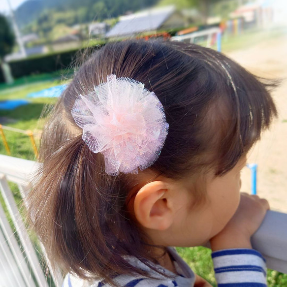 ヘアゴム全5種 《ふわふわチュール（ツイン）》キッズ かわいい