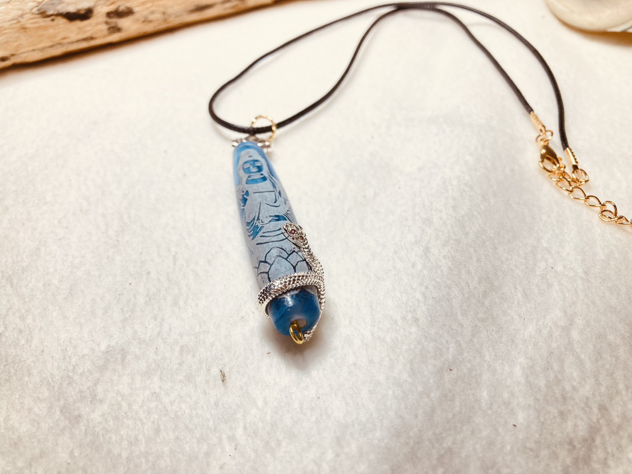 高波動 みのっち◆ 開運 黒翡翠】アゼツライト 御守りネックレス【九眼天珠