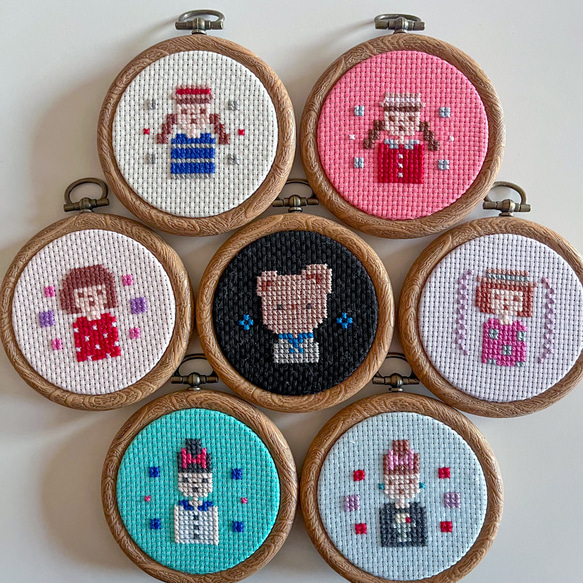 刺繍キット｜ミニフレーム「小さな人たち」 キット アズママイコ