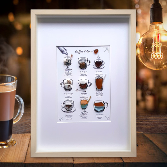 9種のコーヒー “Coffee Menu Special”〉シーグラスアート その他アート