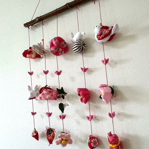 壁掛け吊るし雛① かわいい吊るし飾り 1点物 桃の節句 ひな祭り
