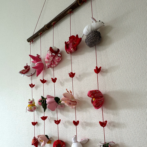 壁掛け吊るし雛② かわいい吊るし飾り 1点物 桃の節句 ひな祭り