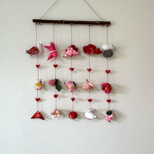 壁掛け吊るし雛② かわいい吊るし飾り 1点物 桃の節句 ひな祭り