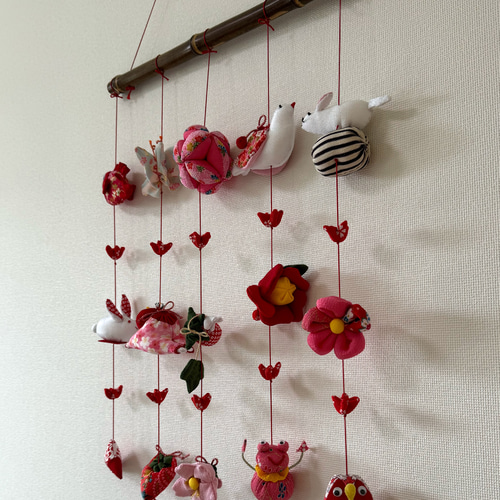 壁掛け吊るし雛③ かわいい吊るし飾り 1点物 桃の節句 ひな祭り