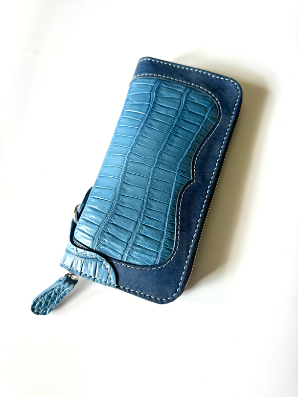 クロコダイル 皮革 ポロサス ターコイズブルー 1枚 クロコダイル 皮革