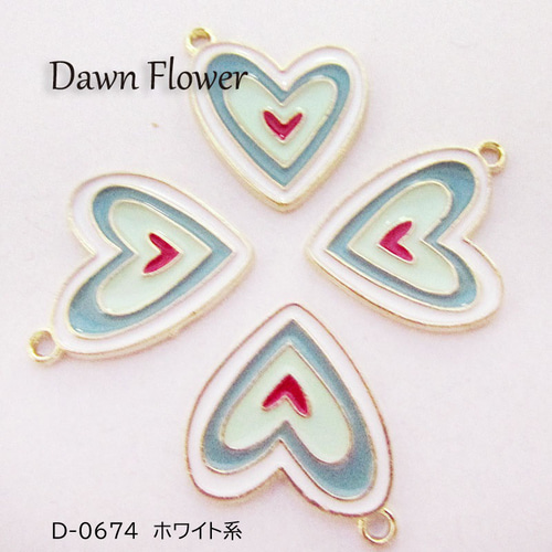 ハート 22×18mm チャーム ハンドメイドパーツ チャーム Dawn Flower