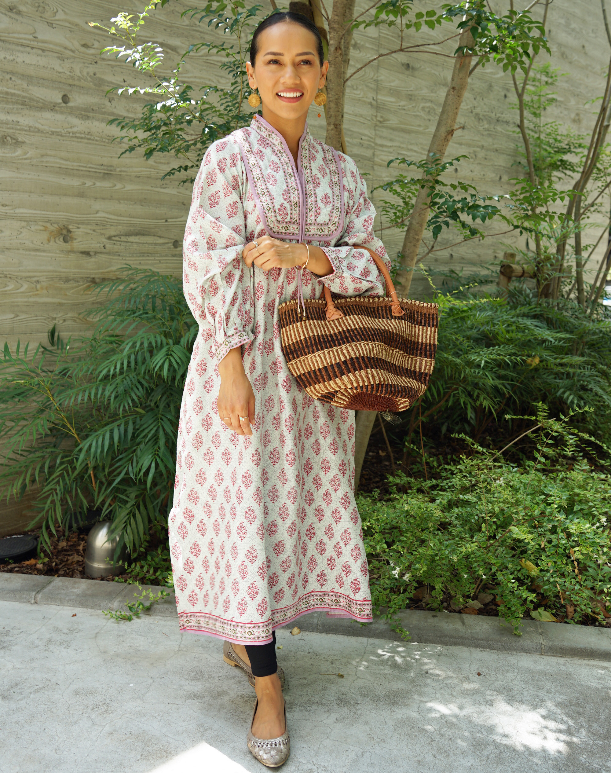 ★SALE【即納可】インドレーヨンプリント・キルトヨークワンピ（NK23-030-pink）_manika