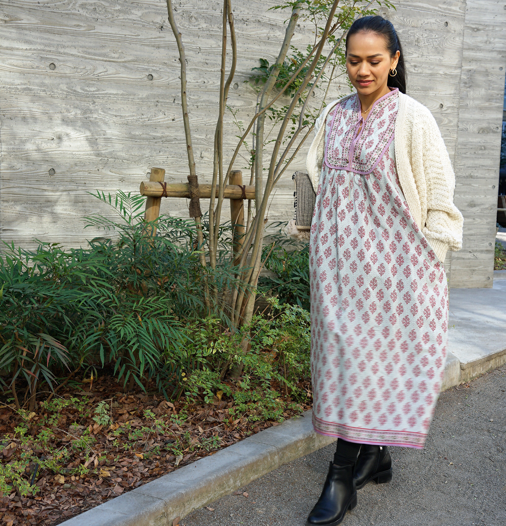 ★SALE【即納可】インドレーヨンプリント・キルトヨークワンピ（NK23-030-pink）_manika