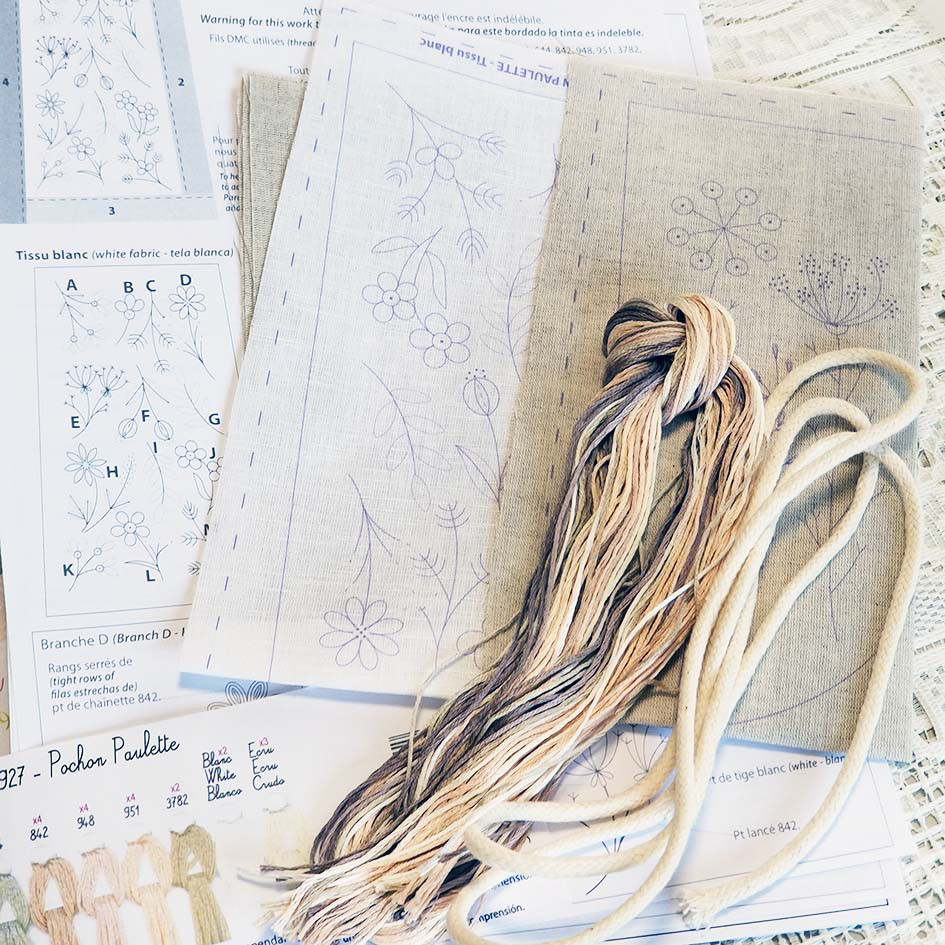 UN CHAT DANS L'AIGUILLE刺繡キット★Pochon bicolore Paulette再入荷