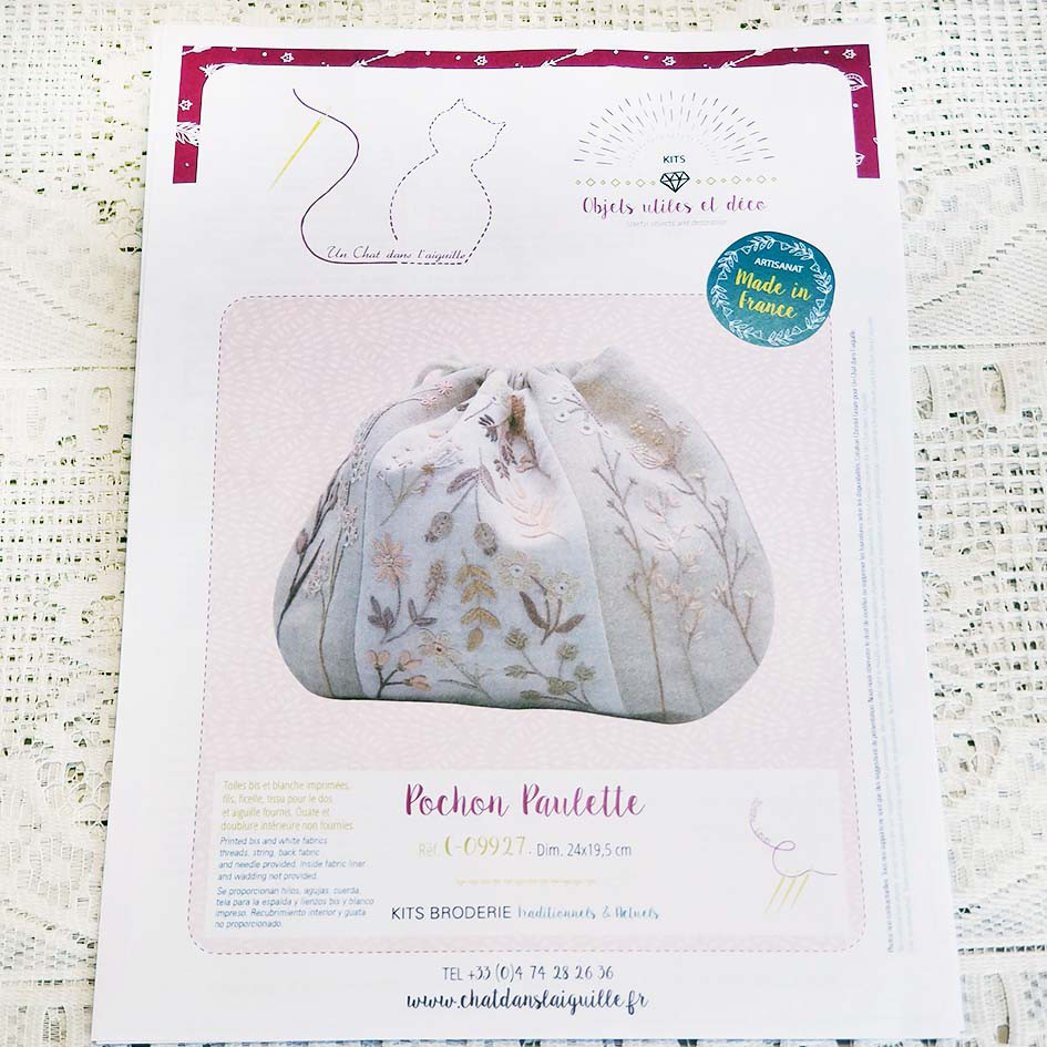 UN CHAT DANS L'AIGUILLE刺繡キット★Pochon bicolore Paulette再入荷