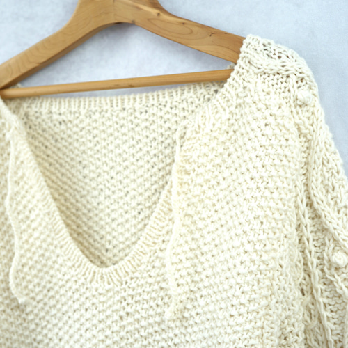 ラスト1点☆SALE【即納可】ウール・袖ケーブル編みプルオーバー（N