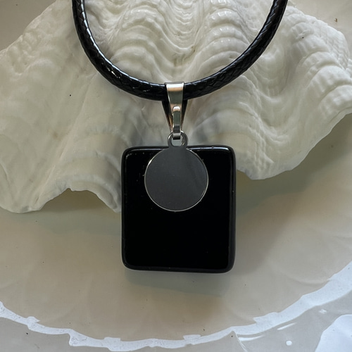 ダイクロガラスネックレス、ブルーペンダントトップ、ガラスジュエリー