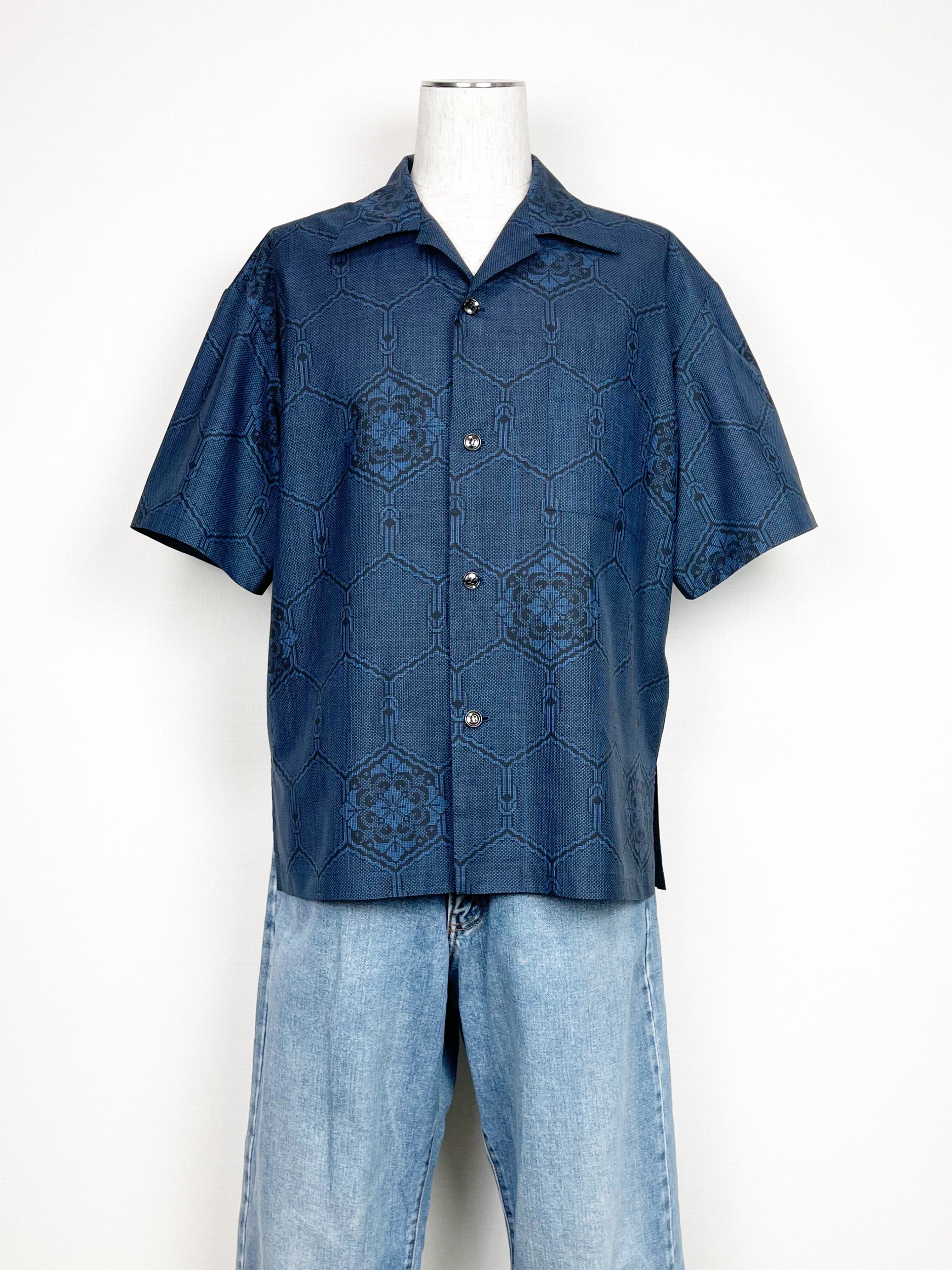 ★7周年記念セール★  アロハシャツ（メンズMサイズ）洗える加工付き着物地でお手入れ簡単♪