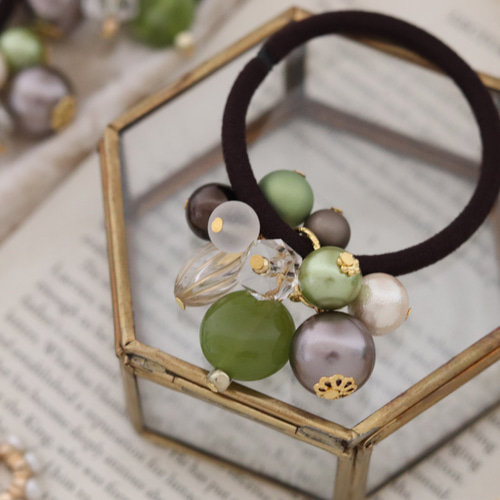 抹茶×ブラウン＊くすみカラーの秋色ヘアゴム/Creema限定 秋限定2024