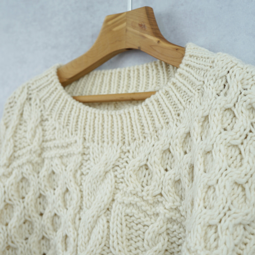 ラスト1点【即納可】ローゲージウール・ランダムパッチワーク柄ニット