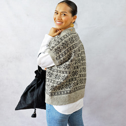 完売】アルパカウール・ノルディック柄ハイネックニット（N-420087