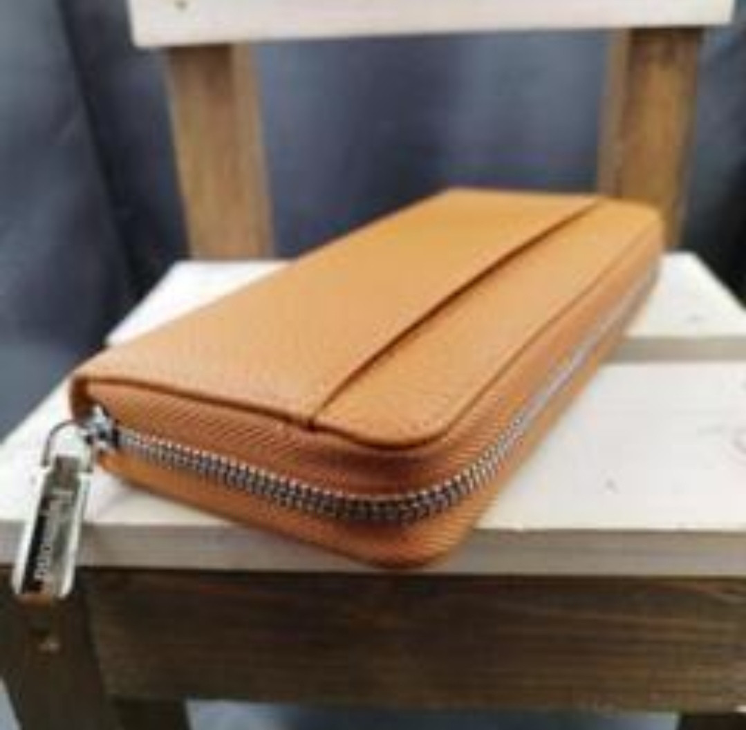 Fujimond 本革　長財布　ジッパー　多カード　オレンジ