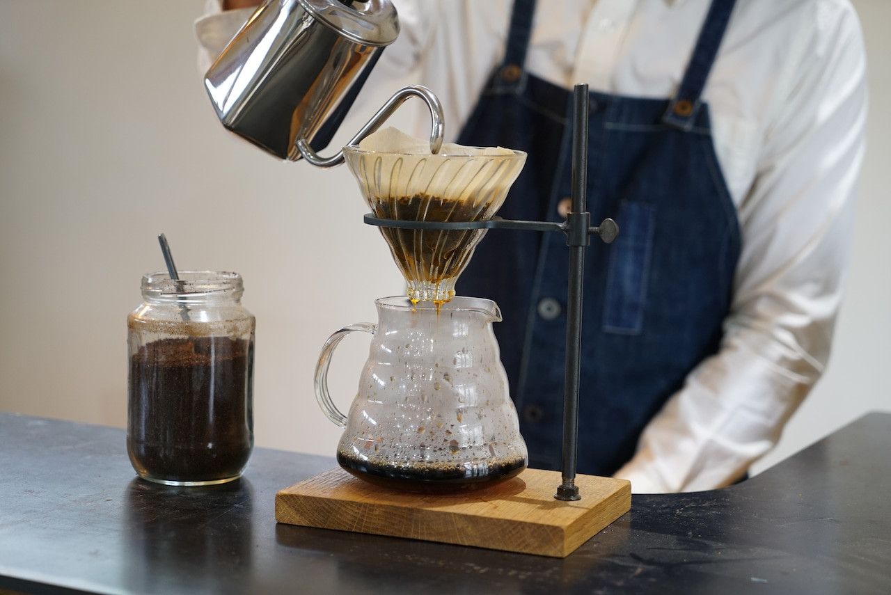 ドリッパースタンド-上下可動-/ドリップスタンド/コーヒー/木/アイアン雑貨/インテリア