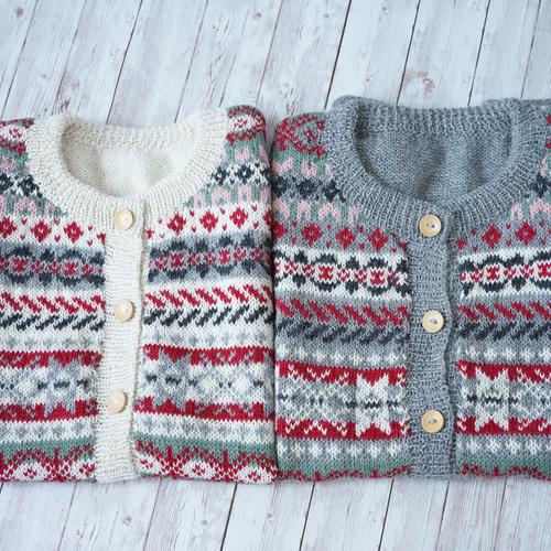 即納可】アルパカ・フェアアイル柄ベスト（S-430049-ホワイト）ペルー