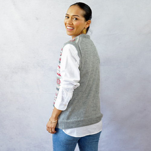 即納可】アルパカ・フェアアイル柄ベスト（S-430049-グレー）ペルー