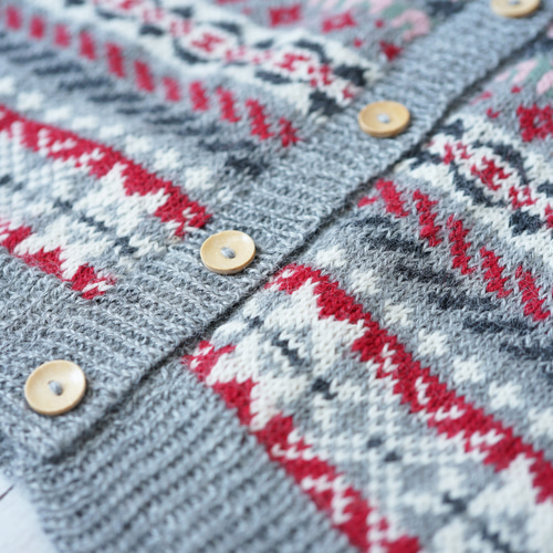 即納可】アルパカ・フェアアイル柄ベスト（S-430049-グレー）ペルー