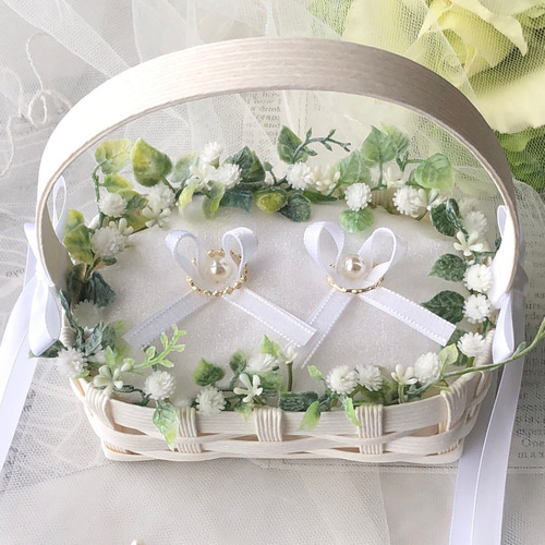 新作♡クラフトかご♡グリーンナチュラル♡シンプル♡リングガール