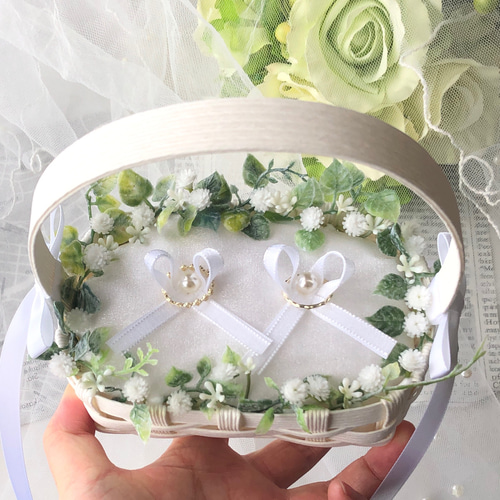 新作♡クラフトかご♡グリーンナチュラル♡シンプル♡リングガール